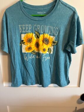 Rebellious One Teal Sunflower Graphic Tee
